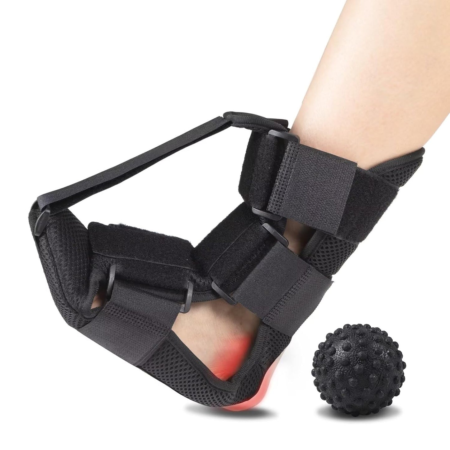 Plantar Fasciitis Night Splint Sock, Plantar Fasciitis Relief Night Splint for Women and Men, With Massage Ball, Large