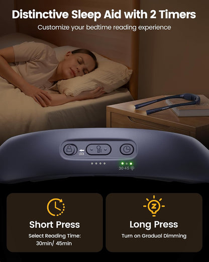 Glocusent Neck Light with Timer, 100 Hours Book Light for Bedtime Reading