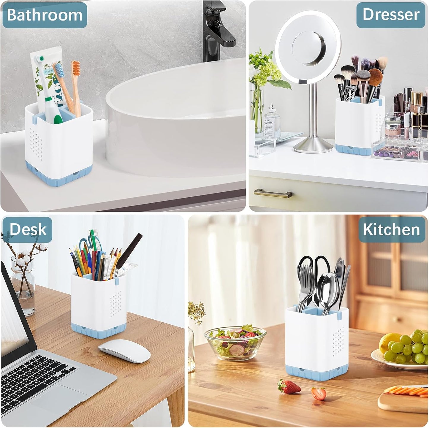 Boperzi Toothbrush Holders, Kids Toothbrush Holder with Drainage, Detachable Anti-Slip Electric Toothbrush Holder, Toothpaste Organizer Storage Caddy for Bathroom Countertop, Shower, Kitchen, Vanity