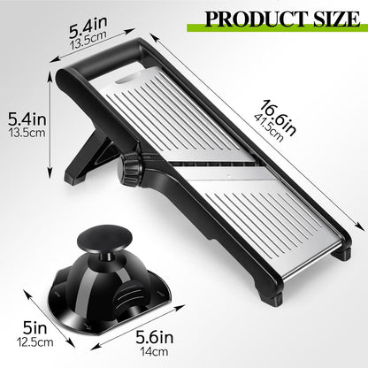 MASTERTOP Mandoline Slicer, 5 in 1 Mandoline Food Slicer, Dishwasher Safe | Stainless Steel Mandoline Slicer, Adjustable Vegetable Slicer for Fruit, Cheese, Send Cut Proof Gloves & Cleaning Brush