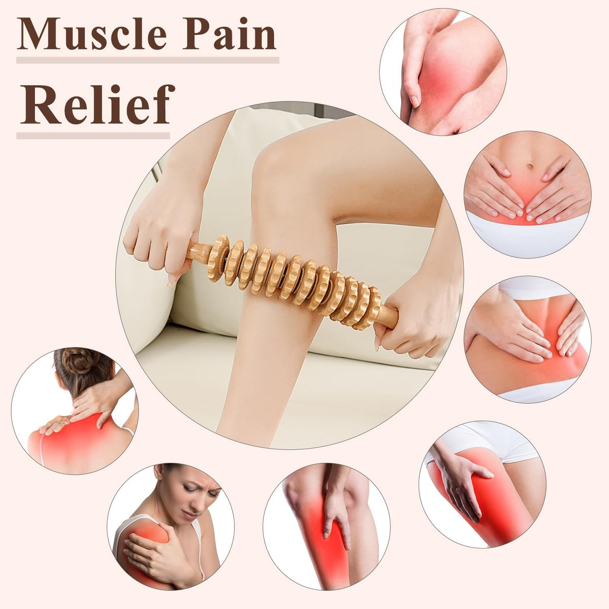 3Pcs Wood Therapy Massage Tools Lymphatic Drainage Massager Wooden Massager Body Sculpting Tools for Maderoterapia,Anti-Cellulite,Pain Relief(3-in-1 Massager)