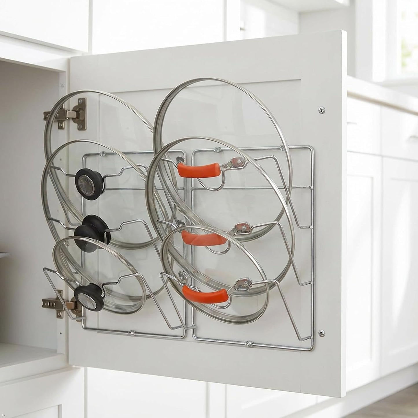 Simple Houseware 2-Pack Door/Wall Mount Pot Lid Organizer Rack, Chrome | Cabinet Door / Wall Mount, 9.5" W x 4.5" D x 11.5" H