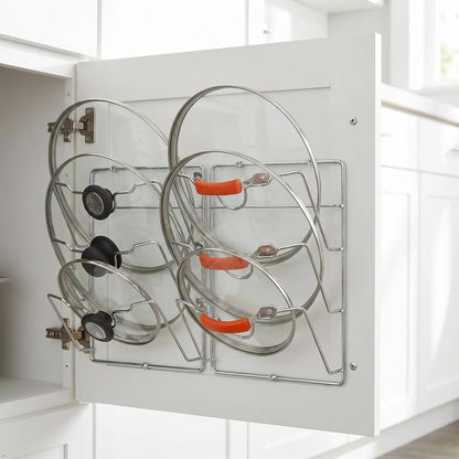 Simple Houseware 2-Pack Door/Wall Mount Pot Lid Organizer Rack, Chrome | Cabinet Door / Wall Mount, 9.5" W x 4.5" D x 11.5" H