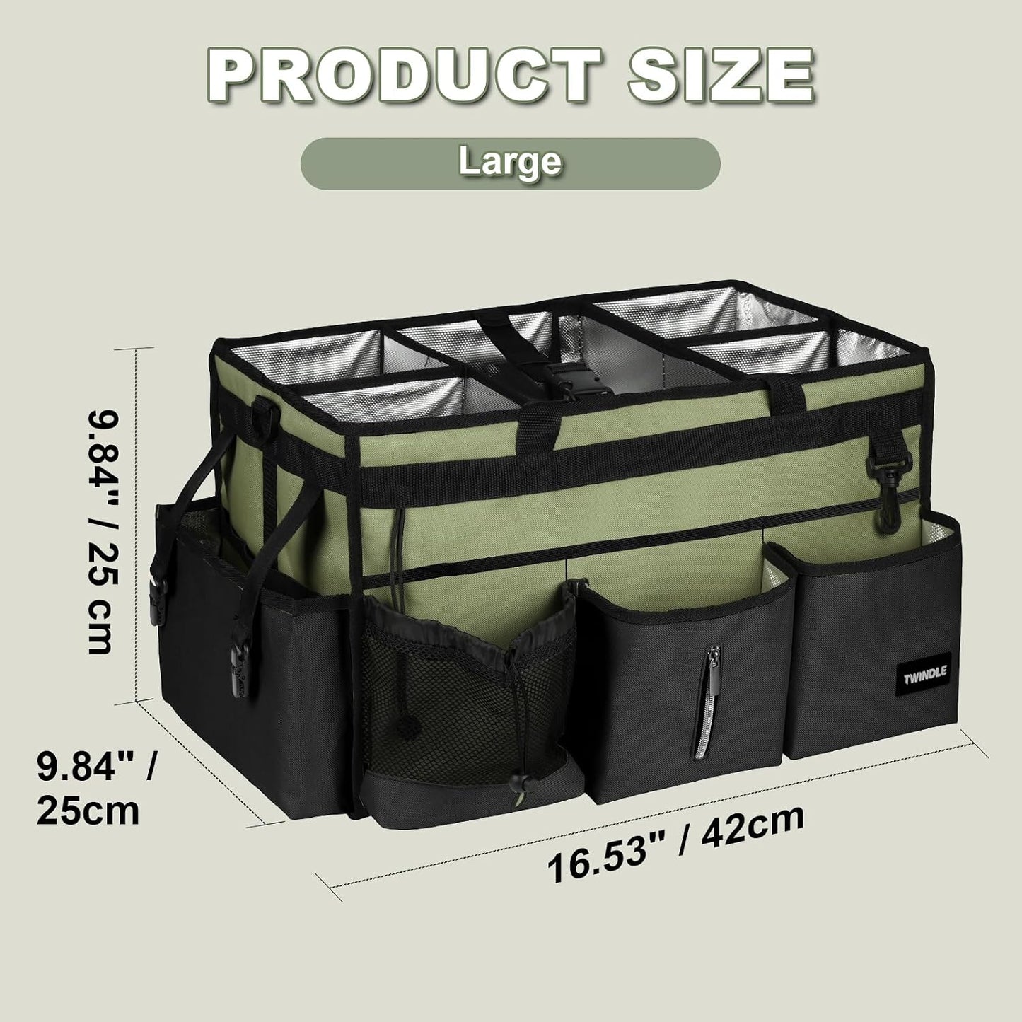 Extra Large Cleaning Caddy Bag with Built-In Support Board, Cleaning Tote Organizer with Removable Divider, Supply Carryall with Adjustable Shoulder Strap and Waist Belt for Cleaners & Housekeeper