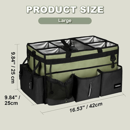 Extra Large Cleaning Caddy Bag with Built-In Support Board, Cleaning Tote Organizer with Removable Divider, Supply Carryall with Adjustable Shoulder Strap and Waist Belt for Cleaners & Housekeeper