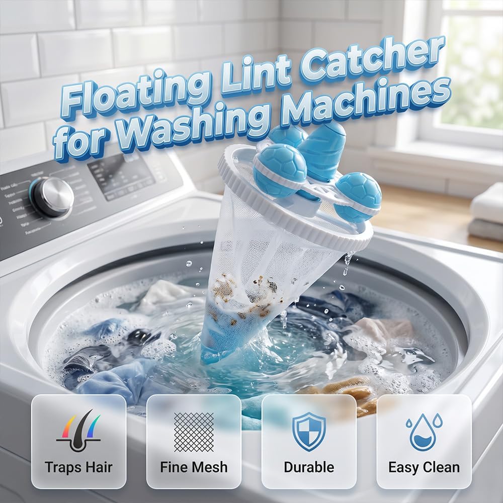 5 pcs Washing Machine Hair Filter Mesh Bags Reusable Pet Hair Collector | Reusable Floating Washing Machine Filter Bags Floating Hair Filtering Mesh Removal