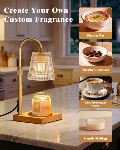 Hong-in Candle Warmer Lamp with Timer, House Warming Gifts New Home Decor | Dimmable & Adjustable Height, Electric Wax Warmer for Scented Wax Jar Candles,Gifts for Women Mom Sister
