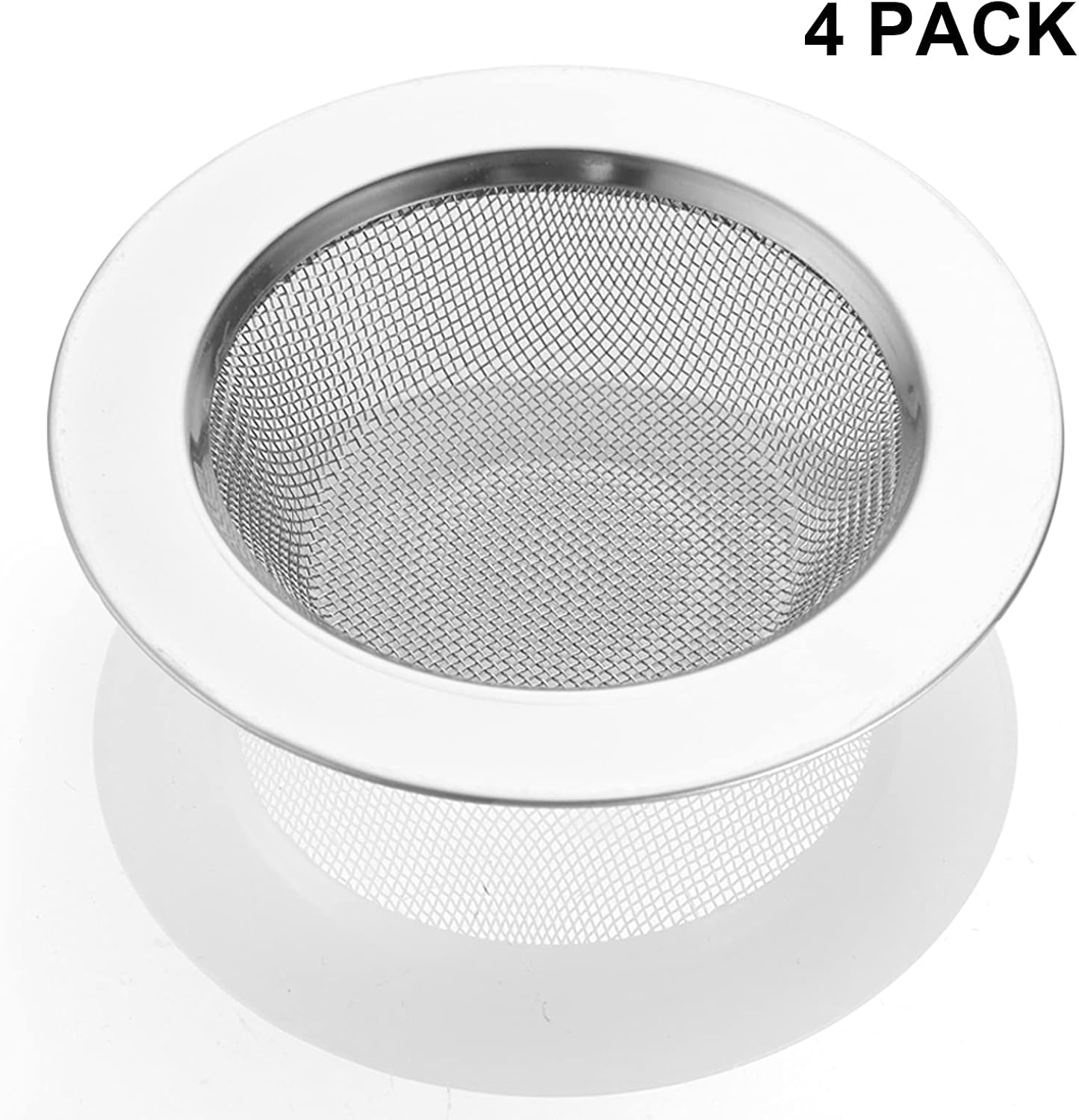 LASSHSWA 2 PCS Kitchen Sink Strainer Stainless Steel, Kitchen Sink Drain Strainer， Sink Strainers with Large Wide Rim 4.5" Diameter for Kitchen Sinks