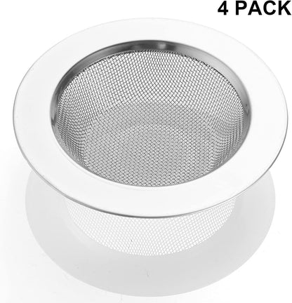 LASSHSWA 2 PCS Kitchen Sink Strainer Stainless Steel, Kitchen Sink Drain Strainer， Sink Strainers with Large Wide Rim 4.5" Diameter for Kitchen Sinks