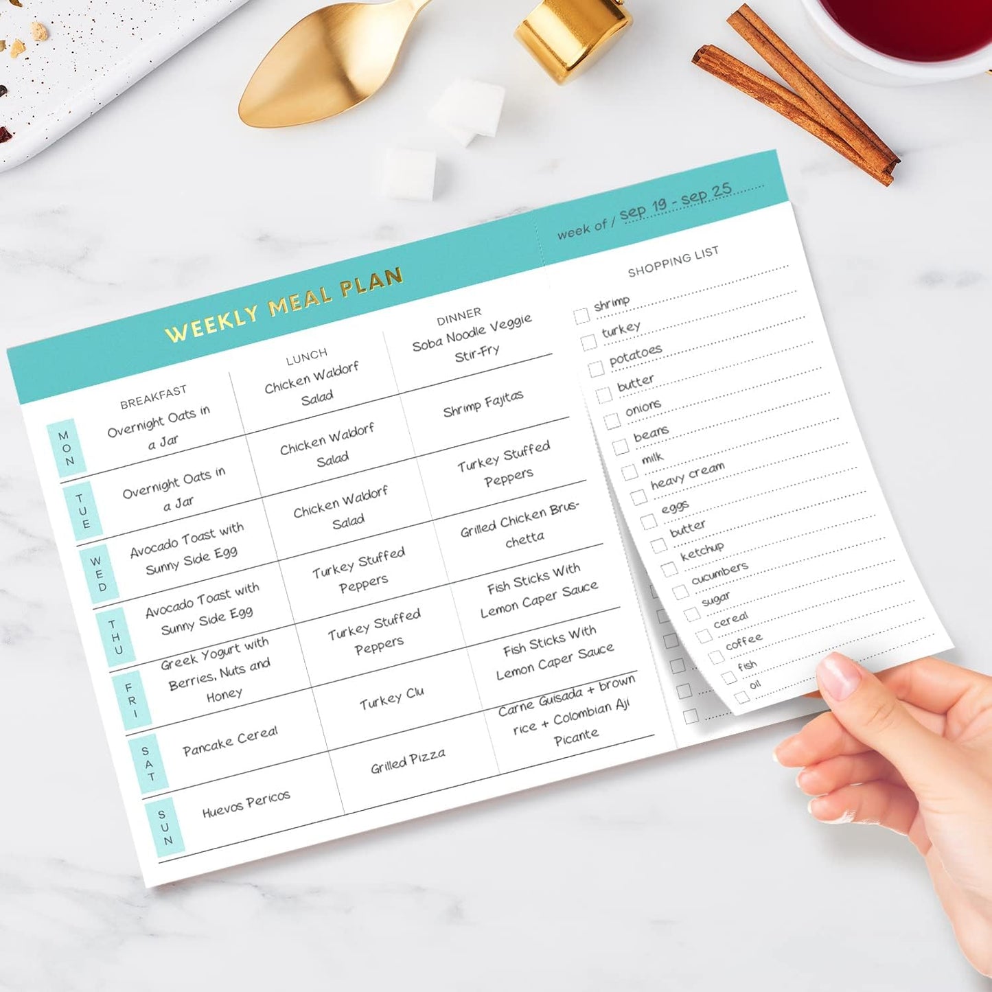 Sweetzer & Orange Weekly Meal Planner and Grocery List Magnetic Notepad. Pink 10x7” Meal Planning Pad with Tear Off Shopping List. Plan Weekly Menu Food for Weight Loss or Dinner List for Family!