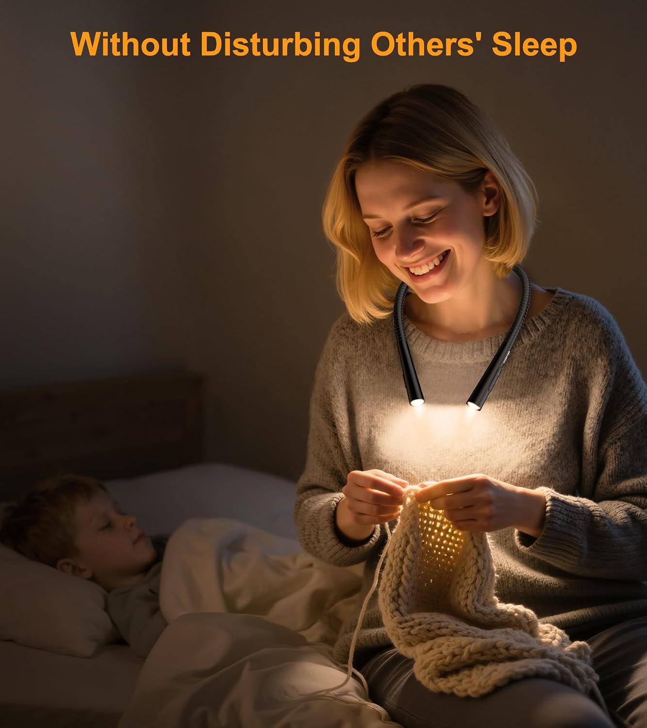 Gritin Book Light, Eye Caring 4-Color&5-Brightness Neck Light Reading Light | Stepless Dimming, 30-min Timer, 80+ Hrs Runtime, Bendable Round Neck Design, Lightweight for Reading, Knitting, Repairing
