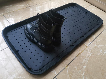 Boot Tray for Entryway,Hard Plastic Boot Mat,Shoe Tray,Shoe Mat for Indoor and Outdoor Use (Black Flower (Hard Plastic), 29.5X14.9 inch)