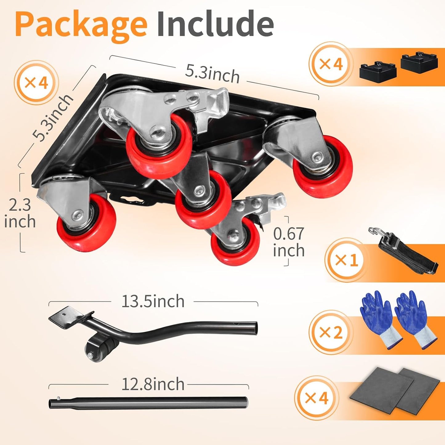 Heavy Duty Furniture Movers with 5 Wheels, 2000 lb Capacity Furniture Dolly Furniture Lifter Jacks Tool Set for Moving Heavy Furniture and Appliances, 360° Rotating Wheels & Side Brake
