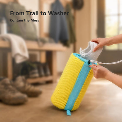 2 Pack Shoe Washing Machine Bags for Sneakers | Dual Drawstrings, Washer & Dryer Safe, Side Mesh Vents, Longer & Denser Plush Fibers for Gentle Cleaning