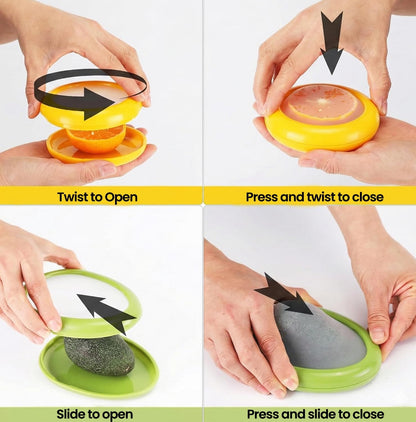 Generic Silicone Fruit And Vegetable Containers For Fridge,Reusable Holder For Food Storage,Fresh Stretch Pods For Food Saver (Green,Red,Yellow,Brown), FDPOD-02
