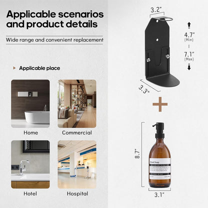Glass No-Drill Wall Mounted Shower Soap/Hand Soap Dispenser with Adjustable Stainless Steel Holder for Bathroom and Kitchen-(Black 3 Chamber)