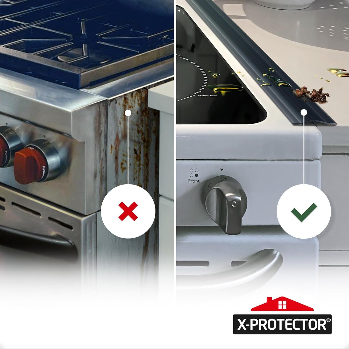 Silicone Stove Gap Cover X-Protector - 50"x1" Premium Counter Gap Filler | Self-Adhesive Guard Between Stove and Counter - Heat Resistant Oven Counter Gap Protector - Stove Top Spill Guard