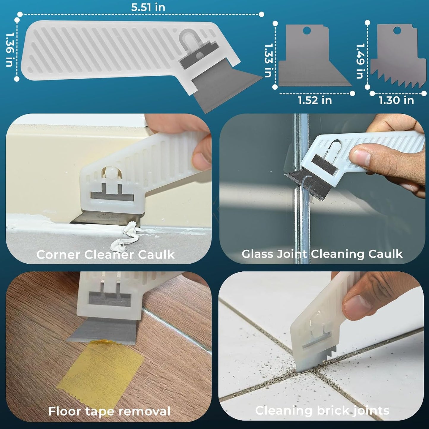 Silicone Caulking Tool, Caulk Remover & Grout Removal Tool | Sealant Finishing Smoothing Scraper Tools, Grout Removal Tool for Bathroom Shower Bathtub Tile Kitchen Sink Home Renovation