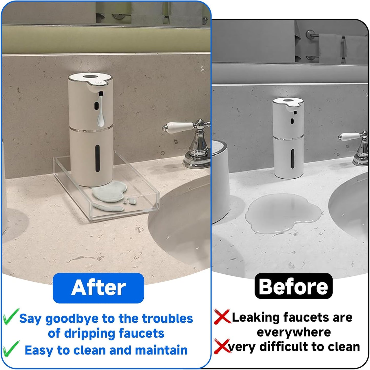 Acrylic Dispenser Drip Tray, Automatic Soap Dispenser Bracket, Laundry Detergent Drip Catcher Prevent Dripping and Spraying, Soap Dispenser Water Tray (Not Include Soap Dispenser)