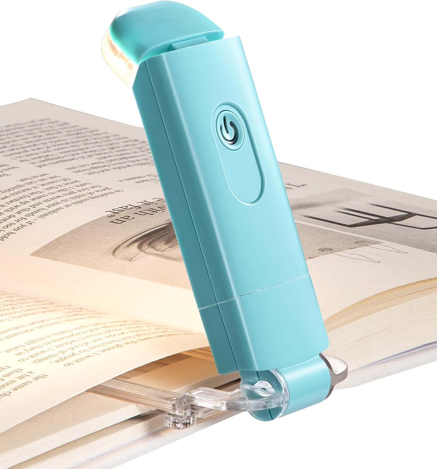 DEWENWILS USB Rechargeable Book Reading Light, LED Clip on Booklight Green | Blue Light Blocking, Amber & Warm White, Flexible Lighting Angle, Compact & Lightweight for Plane, Train, Car Traveling