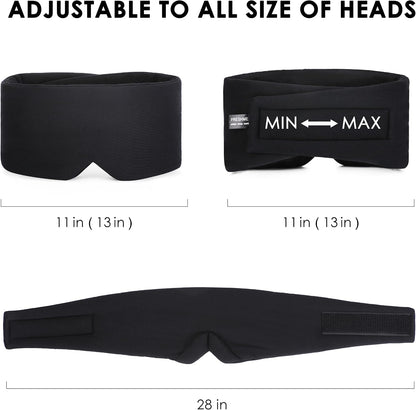 FRESHME Pure Handmade Cotton Sleep Mask - Blackout Eye Mask with Adjustable Velcro Soft and Comfortable Eye Blinder Shade for Men Women Travel Office Nap Airplane Blue