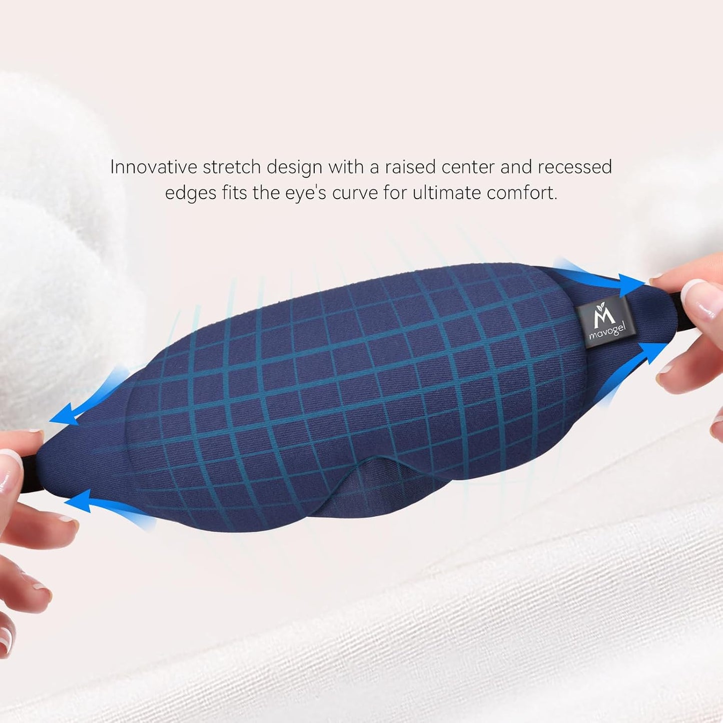 Mavogel Cotton Sleep Eye Mask, Light Blocking with Adjustable Nose Bridge | Updated Design, Soft and Comfortable Night Eye Mask for Men Women, Eye Blinder for Shift Work, Includes Travel Pouch, Grey