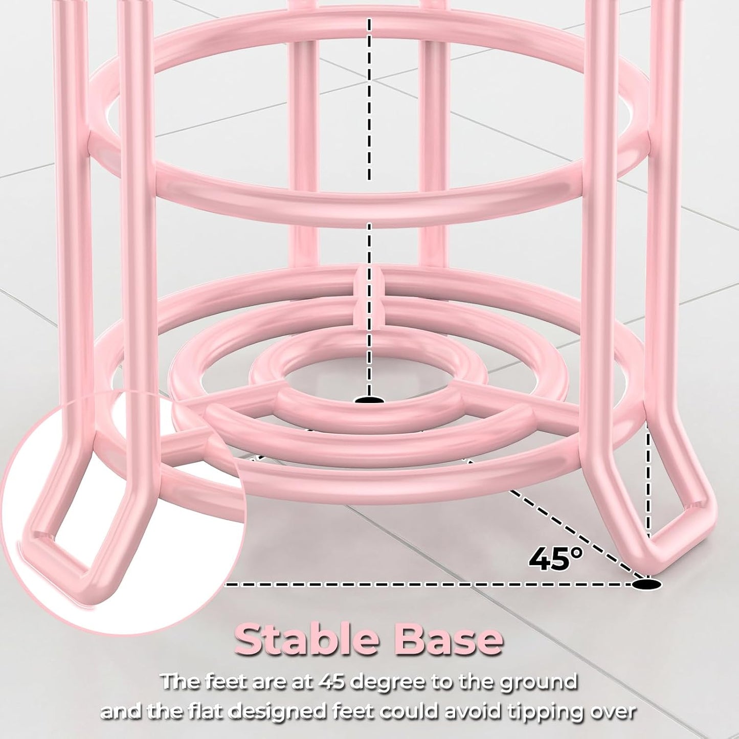 TomCare Toilet Paper Holder Free Standing with Shelf, Stable 4 Raised Feet | Stores 4 Mega Rolls, Tool-Free Assembly, Powder-Coated Metal Frame, Bathroom Storage Organizer for Spare Rolls, Silver