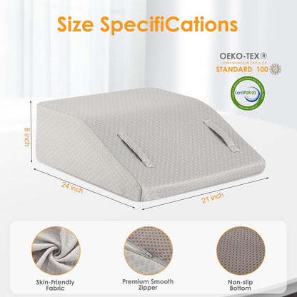 Ruqmuis Leg Elevation Pillow for After Surgery, 10inch Foam Leg Elevating Pillow for Swelling and Blood Circulation, Leg Wedge Pillow for Sleeping, Knee Pillow for Knee Hip Ankle Pain Relief, Velvet