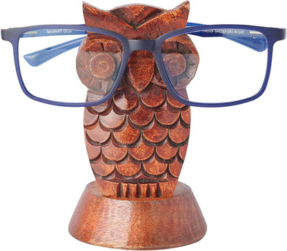 Birthday Gifts for Women Wooden Owl Glasses Holder Night Stand Reading Eyeglass Spectacle Retainer Gifts for Adults Women Men Him Her Mom Dad Car