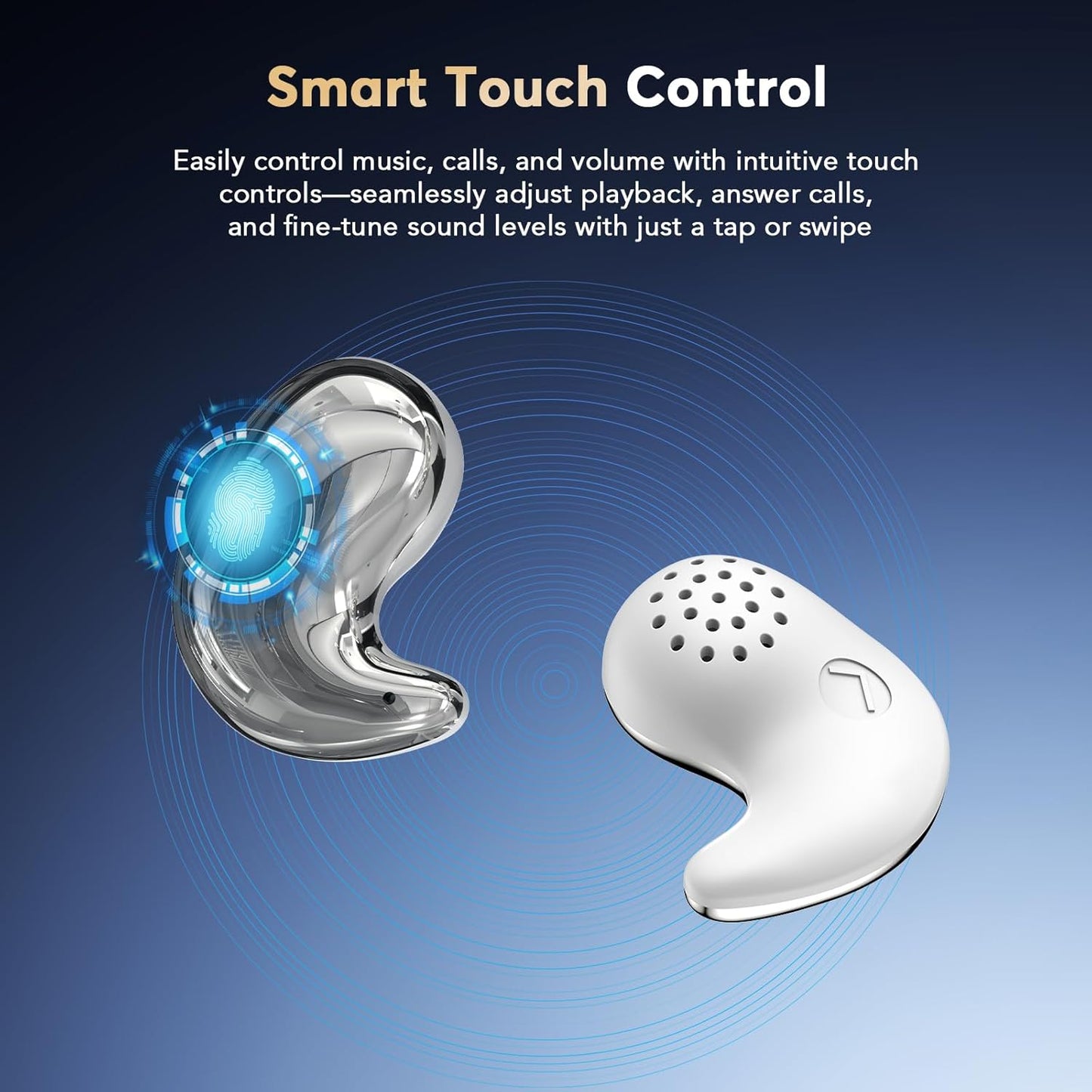 Side Sleeper Sleep Earbuds, Ultra Flat Invisible Hidden Bluetooth Headphones, Zero Pressure White Noise Sleep Earphones, No Lights or Pop-Up Alerts for All Night Comfortable Undisturbed Sleep