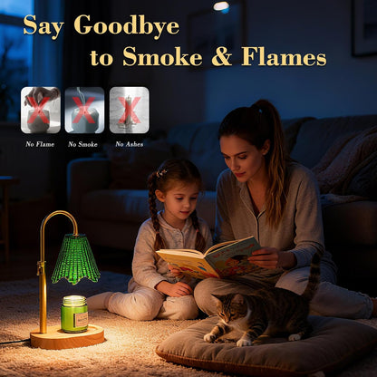 Flower Candle Warmer Lamp,Adjustable Timer & Dimmer(Black2) | Adjustable height fits jars. Timer & dimmer safe melt. 2 bulbs & heat-proof base. Perfect for bedroom, office, or gifting.