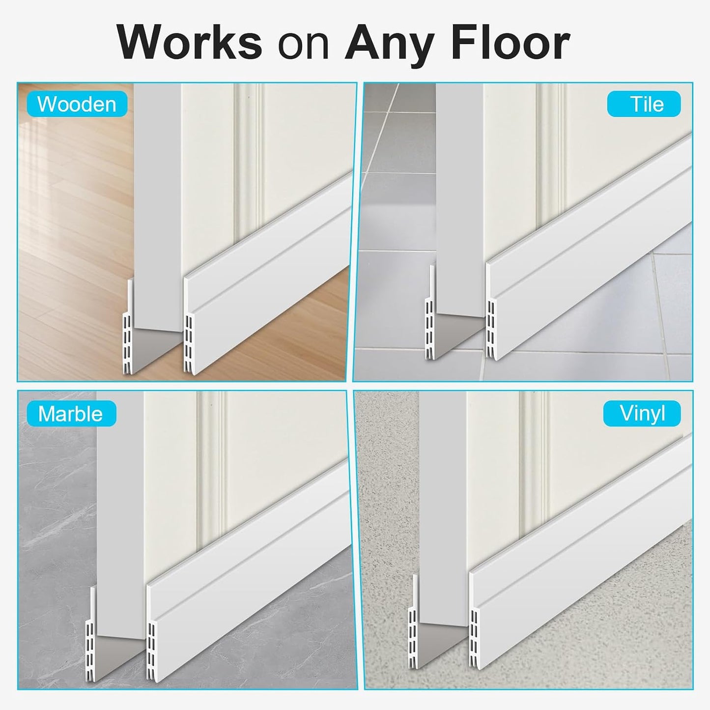 Adjustable Under Door Draft Stopper Filler Seal Blocker, 2 Pack | Door Seal Weather Stripping Gap Filler Blocks Noise Light Dust Cold Air for Bottom of Exterior & Interior Doors