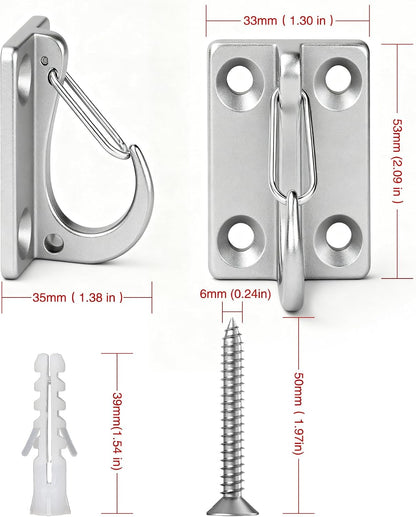 Dog Leash Holder for Wall, Stainless Steel Dog Leash Hook, Tie-Out | 304 Stainless Steel Hook, Enclosed Leash Hook, Mounting Screws Included, Yard Tie-Out Use, Indoor Outdoor Use for Dogs