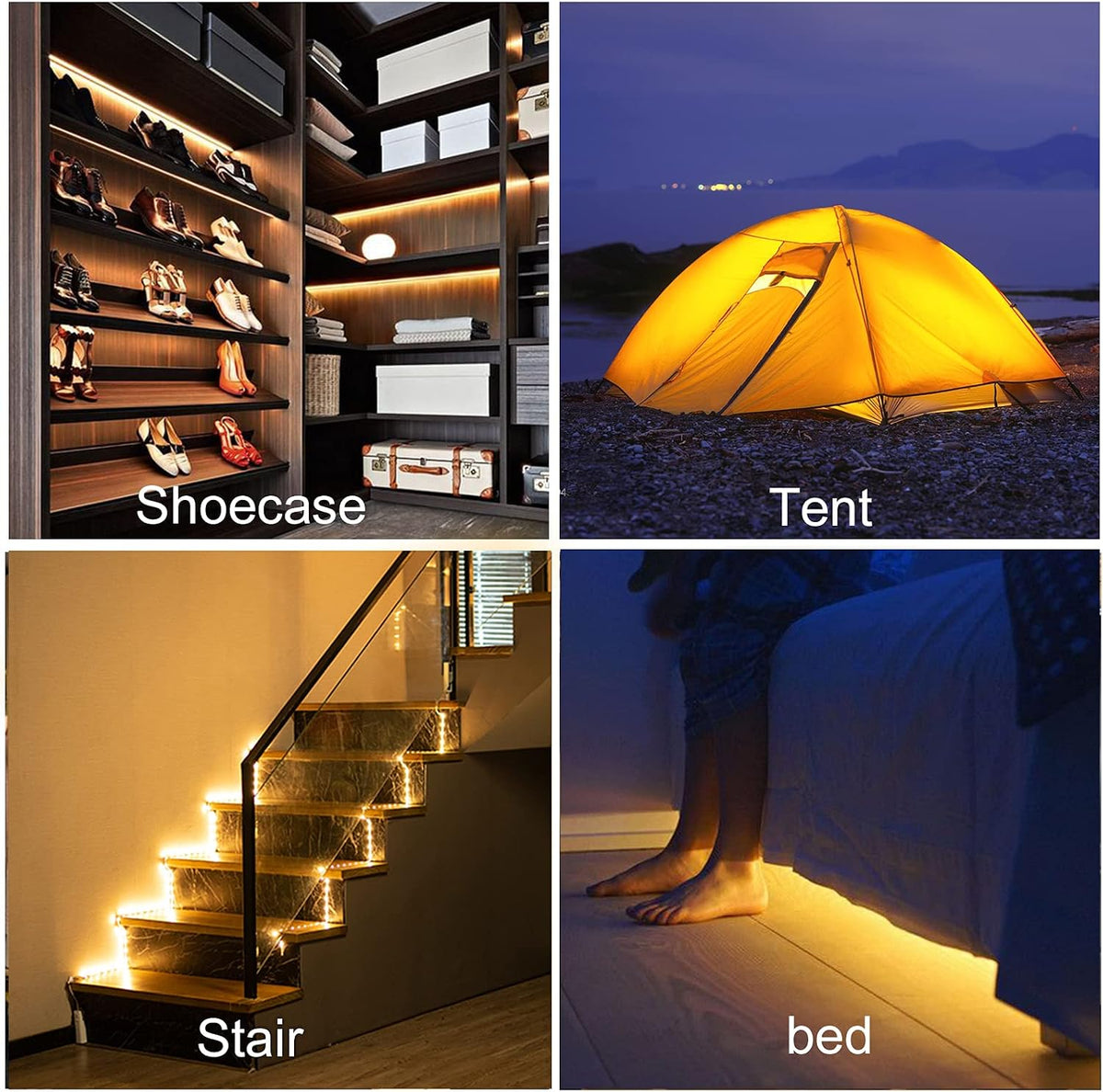 WOBANE Motion Sensor Stair Strip Lights,Rechargeable LED Closet Light,White