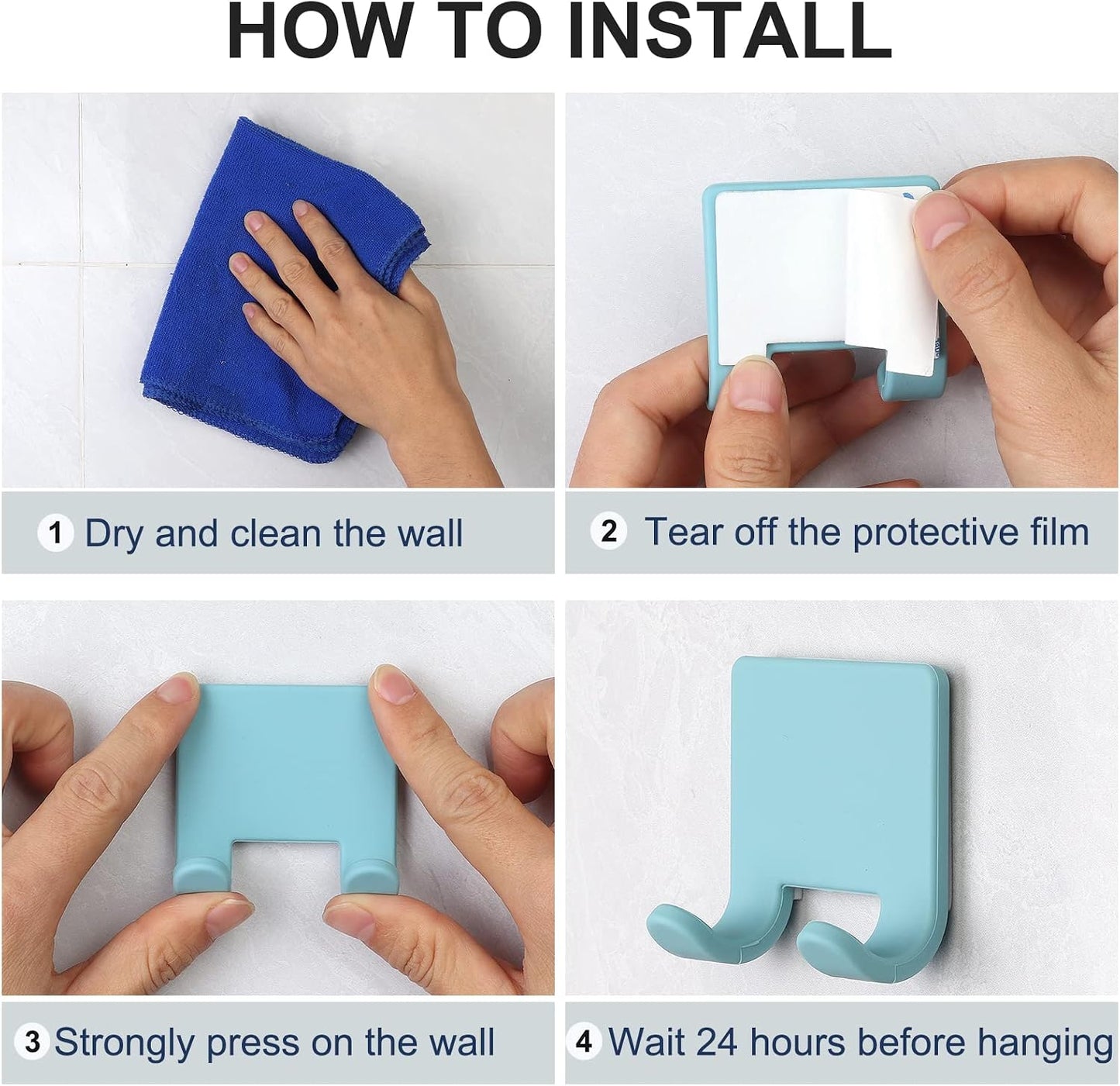 VANZAVANZU Razor Shaver Holder for Shower Wall Adhesive Hooks for Hanging, Bathroom Silicone Waterproof Shower Hooks Hair Brush Holder for Towel (2 Pack-White)