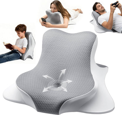 Reading Pillow Ergonomic Memory - Comfort Neck Pillow | Wedge Body Pillow for Bed, Couch & Floor - Pain Relief for Readers, Gamers and Side Sleeper