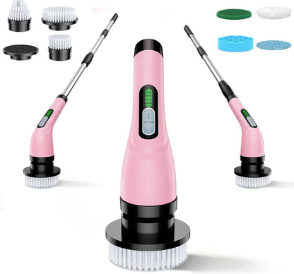 Electric Spin Scrubber for Bathroom: Shower Cleaner Brush with Long Handle (White1)