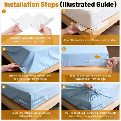 Fitted Bed Sheet Holders for Corners, Anti-Slip Lock Clips Keep Sheets Firm & Tight, Patent Design Adjustable Angle for Mattress Topper Pad of Home Hospital Hotel, Easy Installation, New Year's Gift