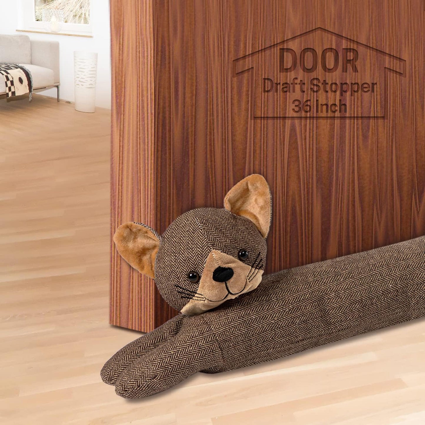 SWISSELITE 36 Inch Under Door Stopper, Decorative Door Noise Blocker | Weighted 3.2 Pounds Animal Air Draft Stopper Soundproof Energy Saver for Door & Window