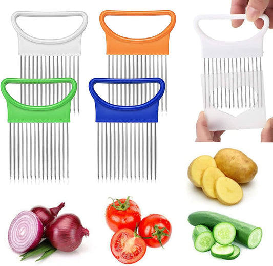 2Pcs Onion Holder Slicer, Stainless Steel