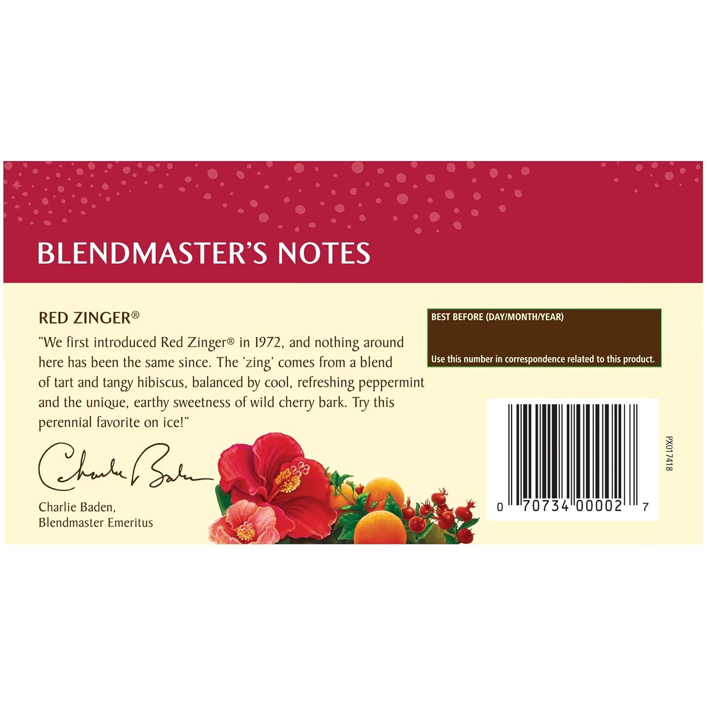 Celestial Seasonings Raspberry Zinger Herbal Tea, Caffeine Free, 20 Tea Bags Box