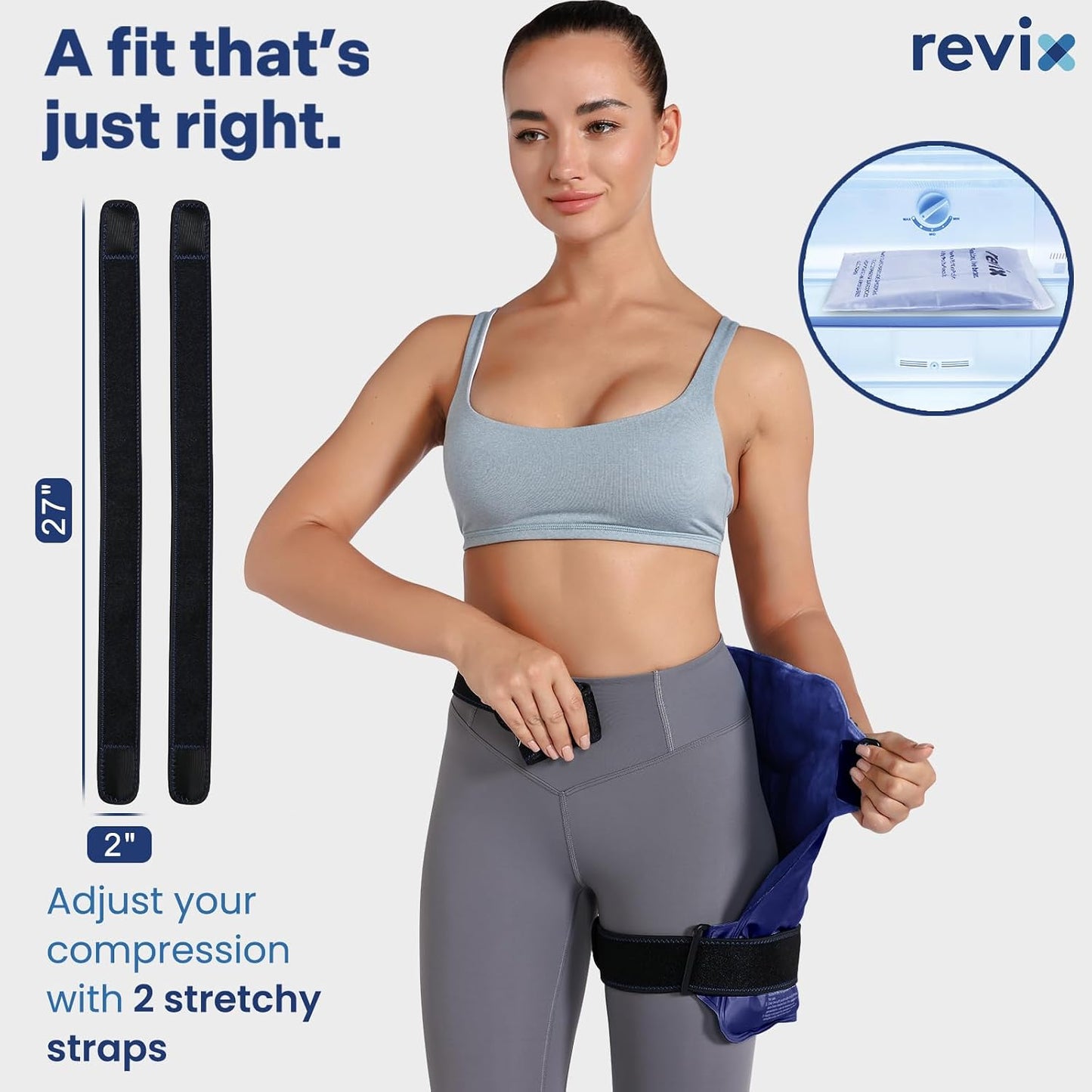 REVIX Hip Ice Pack Wrap with Straps, Reusable Gel Cold Compression for Hip Replacement, Soft Plush Lined Cold Packs for Sciatic Nerve Discomfort Relief