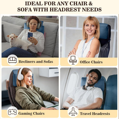 Recliner Headrest Pillow, Adjustable Comfort Neck & Head Support Pillow