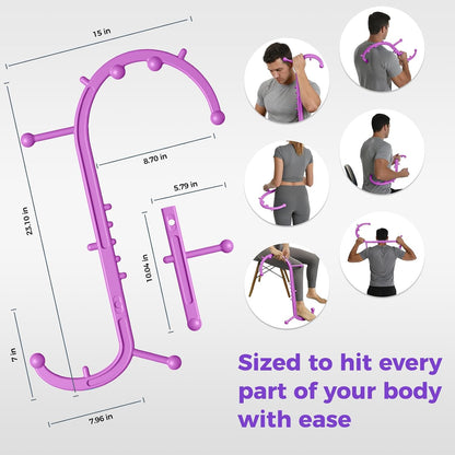 Detachable Trigger Point Massage Tool for Body Muscle Pain Relief | Button-Release Design, S/C, Massage Hook for Back, Neck & Shoulder, Pressure Point Therapy Tool for Deep Tissue Relief