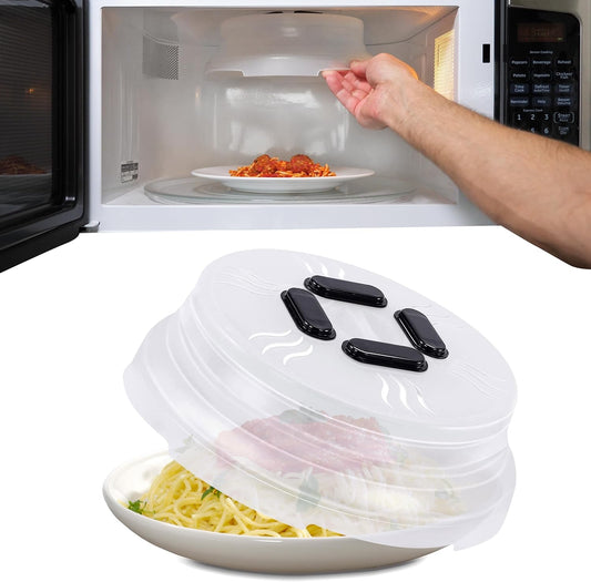 HOVER COVER Magnetic Microwave Splatter Cover - 10" Collapsible - Graphite | BPA-Free Lid, Vented Plate Guard with Steam Vents, Anti-Splash Microwave Lid, Dishwasher Safe, Space-Saving Magnetic Storage