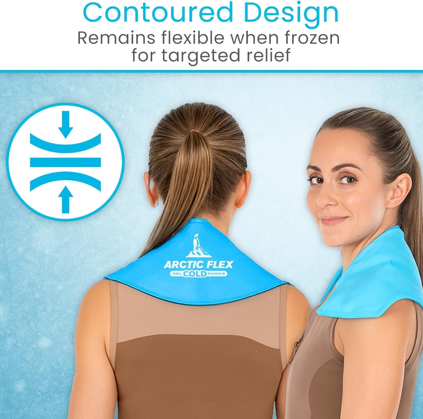 Arctic Flex Neck Ice Pack - Cold Compress Shoulder Therapy Wrap - Cool | Reusable Medical Freezer Gel Pad for Swelling, Injuries, Headache, Cooler (Large (1 Pack))
