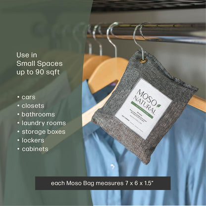 Moso Natural Air Purifying Bag 200g, Charcoal Odor Absorber, Car Odor Eliminator & Closet Deodorizer for Home & Pet, Lasts 2 Years, Unscented Bamboo Charcoal Bags, HGTV Editors' Pick