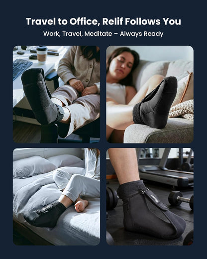 Tolaccea Plantar Fasciitis Night Splint Ice Pack Sock with Full Foot Ice Gel & Enhanced Cooling Arch Gel Pack, Adjustable Foot Splint for Women & Men for Foot Drop & Heel Pain (S/M)