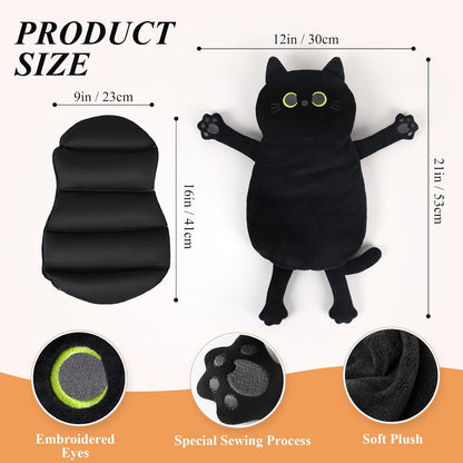 Microwave Heating Pad for Pain Relief, 17" x 9" Microwavable Heating Pads for Cramps, Back Pain, Neck Shoulder, Muscles, Knee, Joints, Natural Heat Pack Moist Heat, Black Cat
