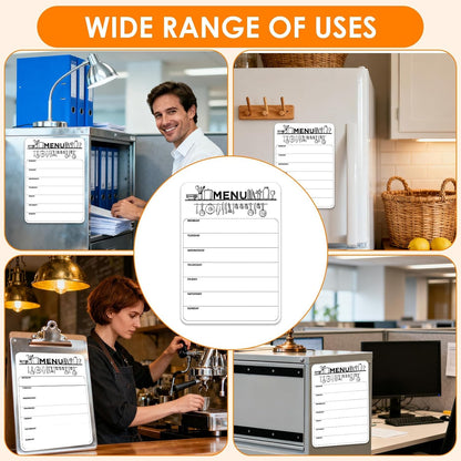Magnetic Weekly Meal Planner, Fridge Dry Erase Menu Board (A) | 8 x 12 inch dry erase whiteboard with strong magnetic backing for weekly menus, notes, grocery lists, families and roommates